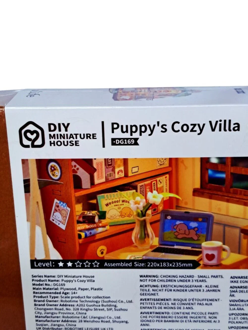 DIY Miniature House Puppy's Cozy Villa Robotime DG169 Rolife 230 Pieces LED Lts